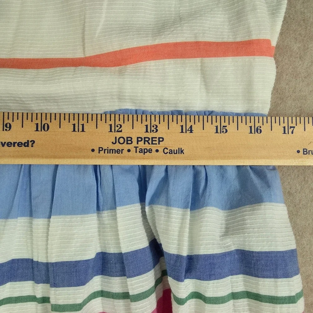 GAP Rainbow Striped Maxi Sun Dress Sz M Tiered Empire Waist Boho Cottage Coastal